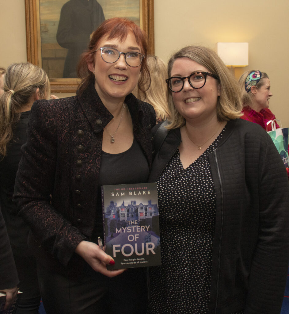 Sam Blake and Catherine Ryan Howard at The Mystery of Four launch Royal St George Yacht Club Jan 10 2023