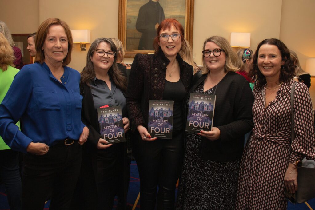 Authors Fiona Gartland, Rosie Hannigan, Sam Blake, Catherine Ryan Howard and Andrea Mara at The Mystery of Four launch Jan 10 2023 photo by Ger Holland
